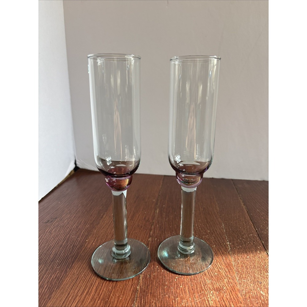 Set Of 2 Pfaltzgraff Juniper Champagne Flutes Cranberry Green